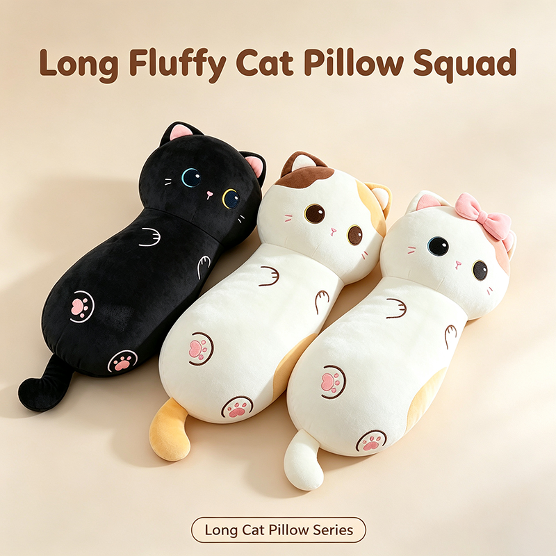 Long and cute cat throw pillow team
